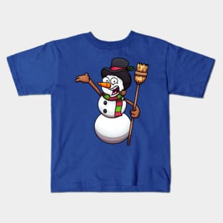 Classic Friendly Cartoon Snowman Kids T-Shirt